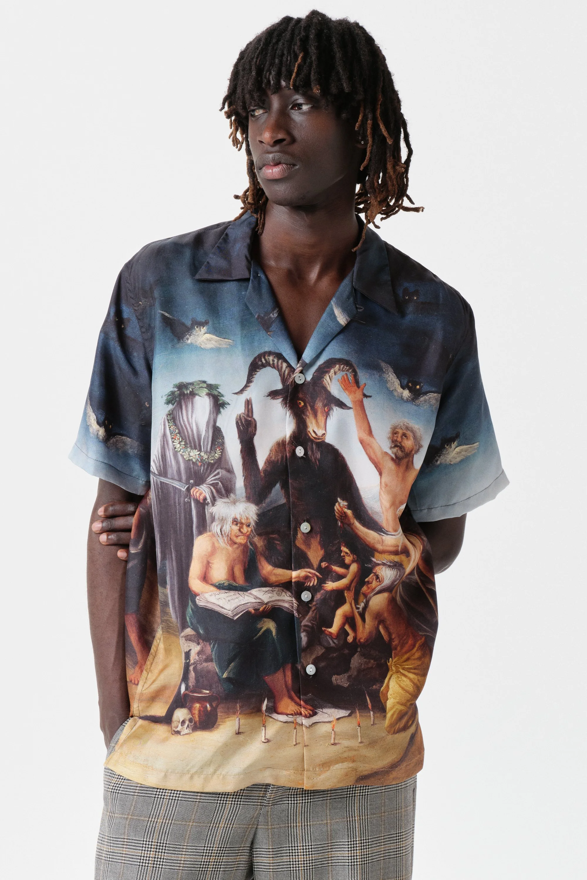 endless joy シャツ Endless Joy AW23, Fear & Loathing Black/Red Rayon Short